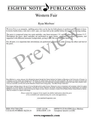 Western Fair - Meeboer - Saxophone Quartet (AATB)