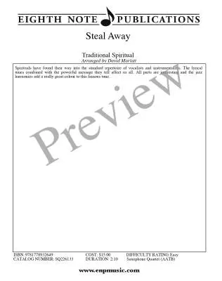 Steal Away - Marlatt - Saxophone Quartet (AATB)