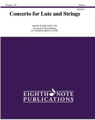 Eighth Note Publications - Concerto for Lute and Strings - Vivaldi/Marlatt - Saxophone Quartet (AATB)