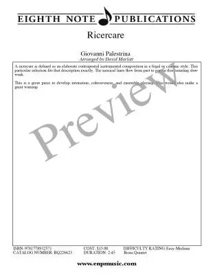 Ricercare - Palestrina/Marlatt - Brass Quintet