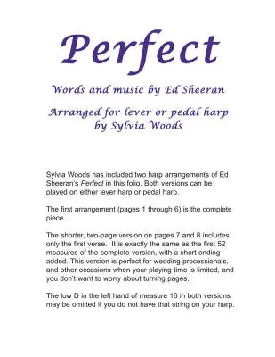 Perfect - Sheeran/Woods - Harp - Sheet