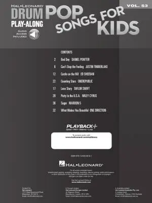 Pop Songs for Kids: Drum Play-Along Volume 53 - Book/Audio Online