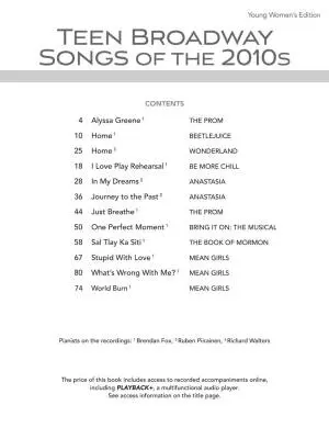 Teen Broadway Songs of the 2010s - Young Women\'s Edition - Book/Audio Online