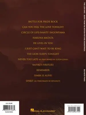 The Lion King (2019) - John/Rice/Zimmer - Big Note Piano - Book