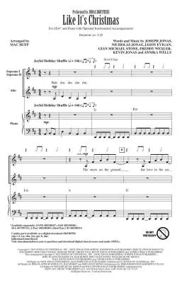 Like It\'s Christmas - The Jonas Brothers/Huff - Choral Octavo - SSA Accompanied