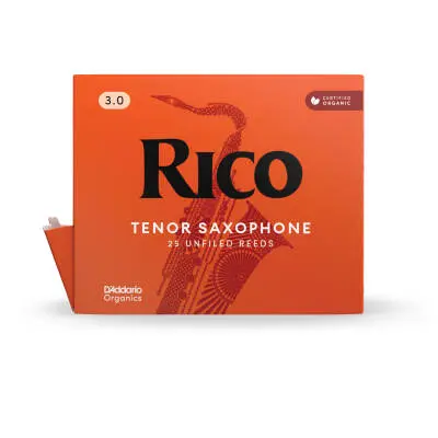 Organic Tenor Saxophone Reeds - Strength 3, 25-Pack (Individually Packed)