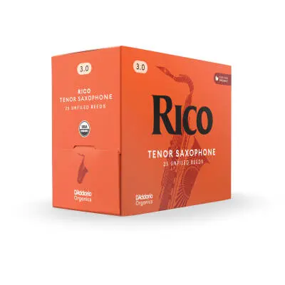 Organic Tenor Saxophone Reeds - Strength 3, 25-Pack (Individually Packed)
