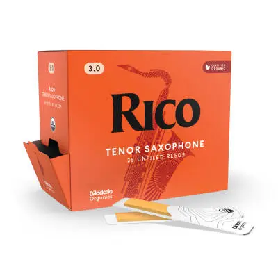 RICO by DAddario - Organic Tenor Saxophone Reeds - Strength 3, 25-Pack (Individually Packed)