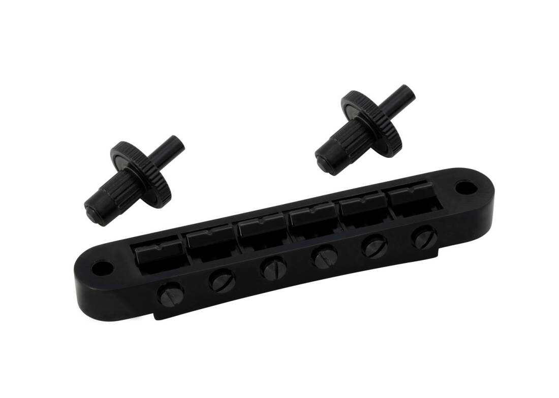 Tune-O-Matic Guitar Bridge, Notched - Black Chrome