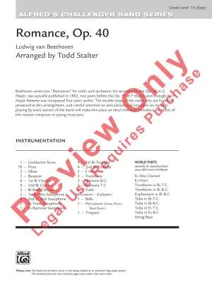 Romance, Op. 40 - Beethoven/Stalter - Concert Band - Score - Gr. 1.5