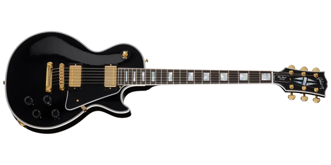 Les Paul Custom Long Scale Electric Guitar with Hardshell Case - Ebony