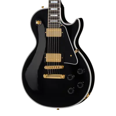 Les Paul Custom Long Scale Electric Guitar with Hardshell Case - Ebony