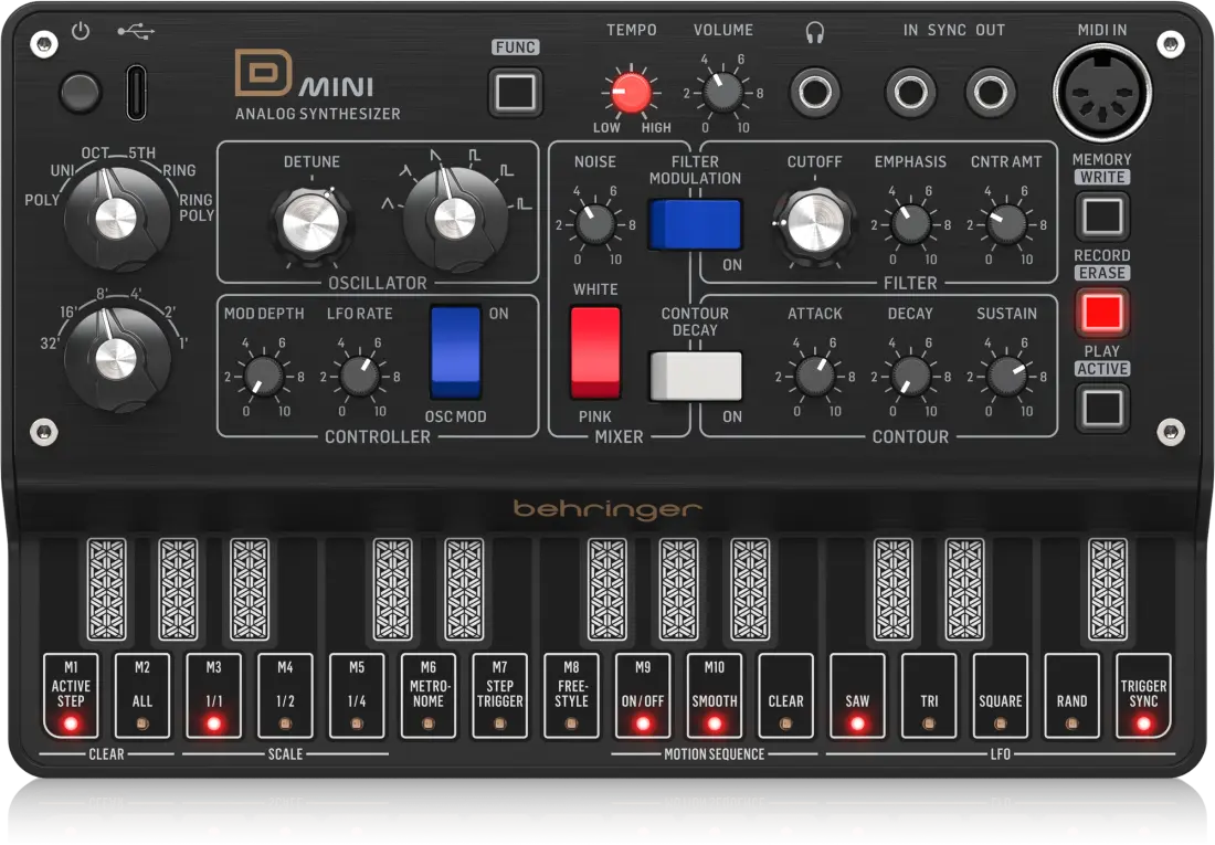 D Mini Analog Monophonic Synthesizer