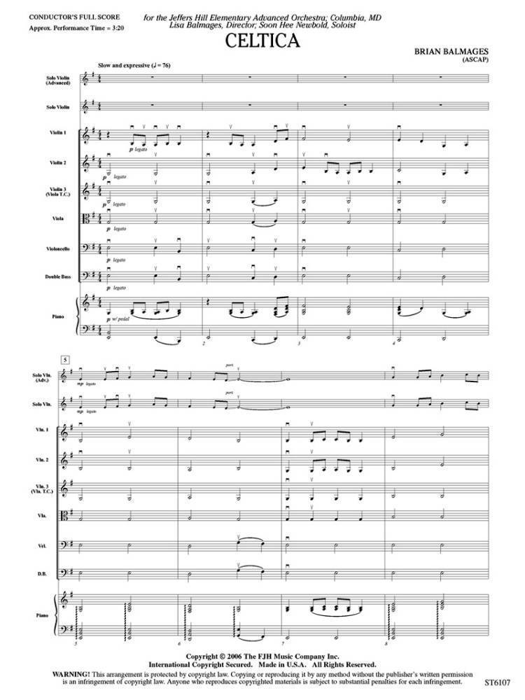 Celtica - Balmages - String Orchestra/Solo Violin - Gr. 1/2/4