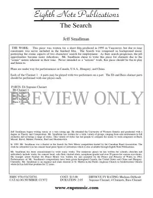 The Search - Smallman - Clarinet Ensemble