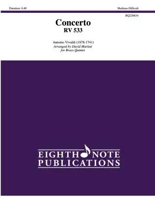 Eighth Note Publications - Concerto, RV 533 - Vivaldi/Marlatt - Brass Quintet