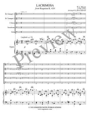 Lacrimosa from Requiem K. 626 - Mozart/Marlatt - Brass Quintet/Organ