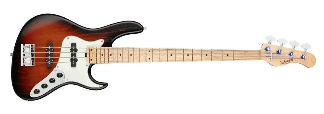 MetroLine 24-Fret Vintage J/J 4-String Bass, Maple Fingerboard - Almond Sunburst