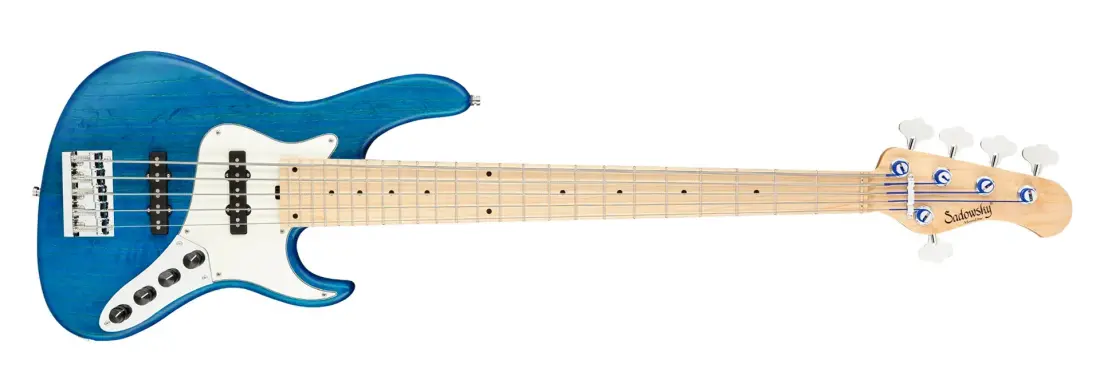 MetroLine 24-Fret Vintage J/J 5-String Bass, Maple Fingerboard - Ocean Blue