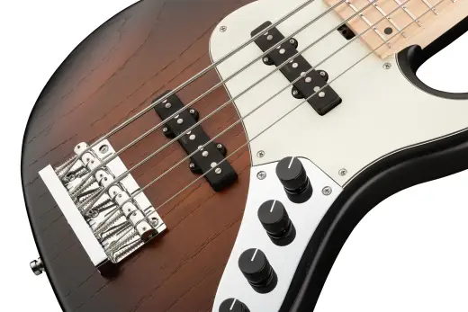 MetroLine 24-Fret Vintage J/J 5-String Bass, Maple Fingerboard - Almond Sunburst