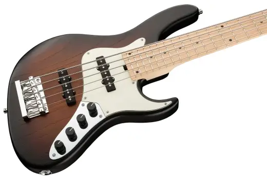 MetroLine 24-Fret Vintage J/J 5-String Bass, Maple Fingerboard - Almond Sunburst