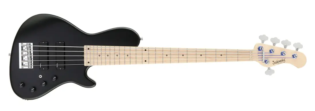 MetroLine 24-Fret Single Cut 5-String Bass, Maple Fingerboard - Black