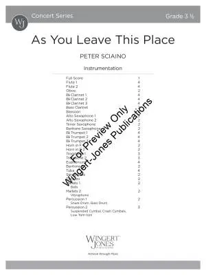As You Leave This Place - Sciaino - Concert Band - Gr. 3.5