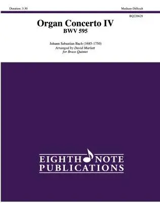 Eighth Note Publications - Organ Concerto IV BWV 595 - Bach/Marlatt - Brass Quintet