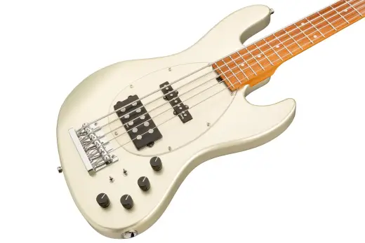 MetroExpress 21-Fret Vintage M/J 5-String Bass, Roasted Maple Fingerboard - Champagne Metallic