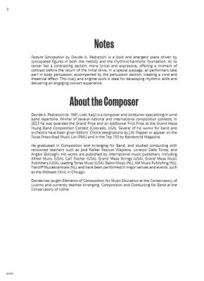 Feature Syncopation - Pedrazzini - Concert Band/Body Percussion - Gr. 0.5
