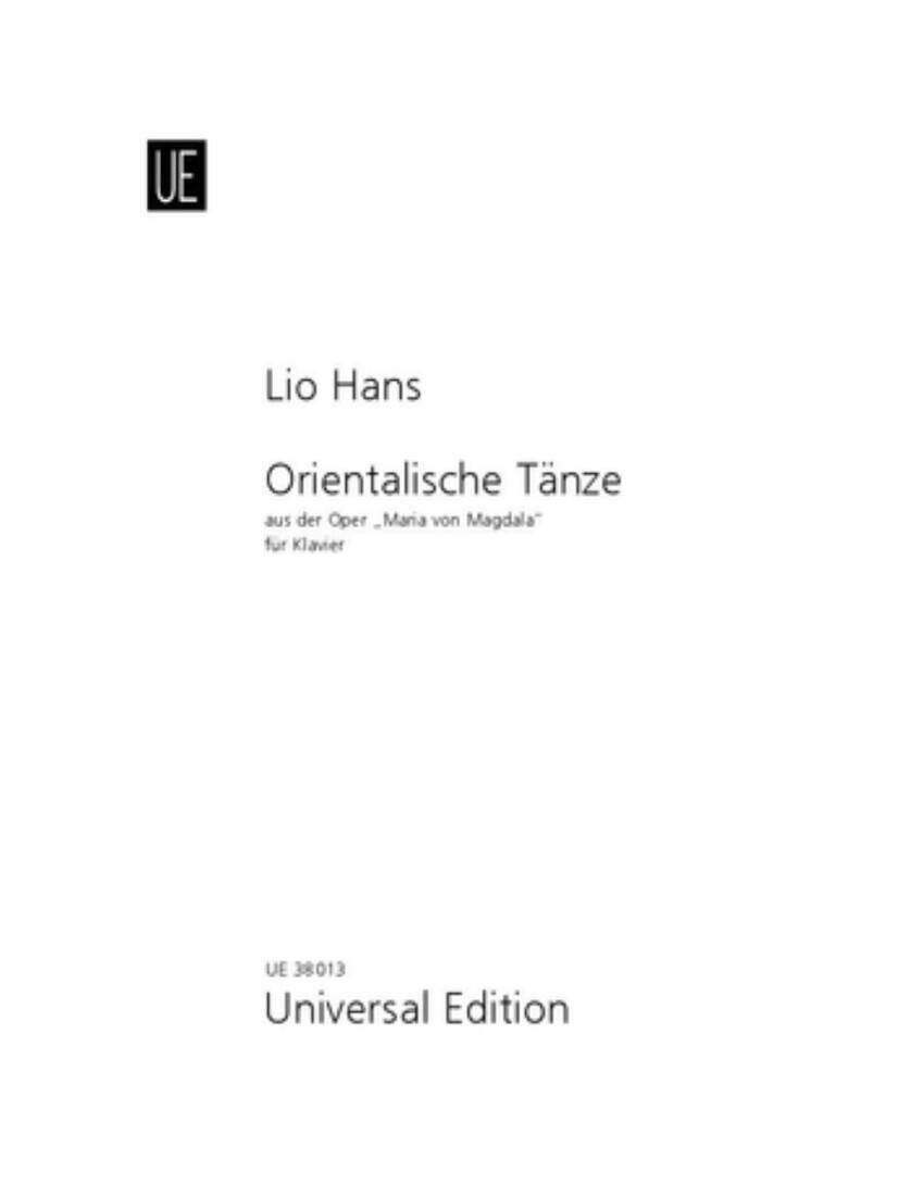 Orientalische Tanze (from the Opera \'\'Maria von Magdala\'\') - Hans - Piano - Sheet