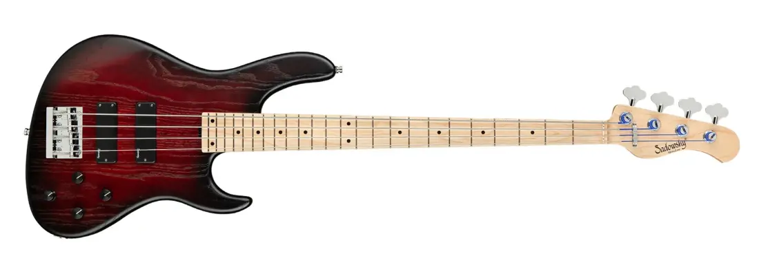 MetroLine 24-Fret Modern 4-String Bass, Maple Fingerboard - Burgundy Blackburst