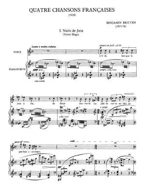 Quatre Chansons Francais - Britten - Medium Voice/Piano - Book