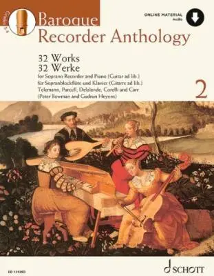Schott - Baroque Recorder Anthology, Volume 2 - Soprano Recorder/Piano - Book/Audio Online