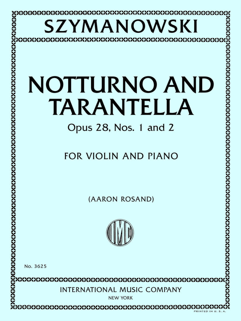 Notturno and Tarantella, Op. 28, Nos. 1 and 2 - Szymanowski - Violin/Piano - Sheet