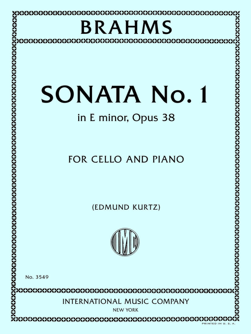 Sonata No. 1 in E minor, Op. 38 - Brahms - Cello/Piano - Book