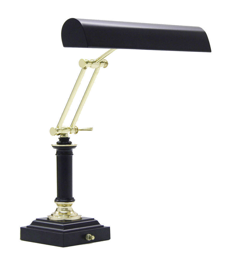 Piano Lamp - 14 inch Black with Polished Brass Accent