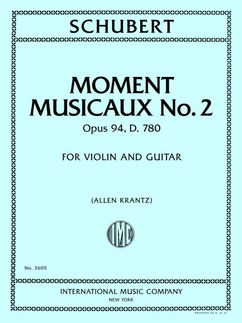 Moment Musicaux No. 2, Op. 94, D. 780 - Schubert - Violin/Guitar - Book