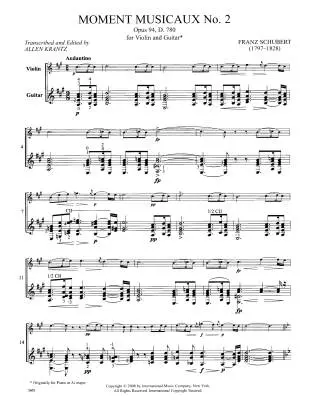 Moment Musicaux No. 2, Op. 94, D. 780 - Schubert - Violin/Guitar - Book