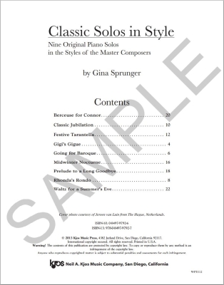 Classic Solos In Style - Sprunger - Early Intermediate Piano