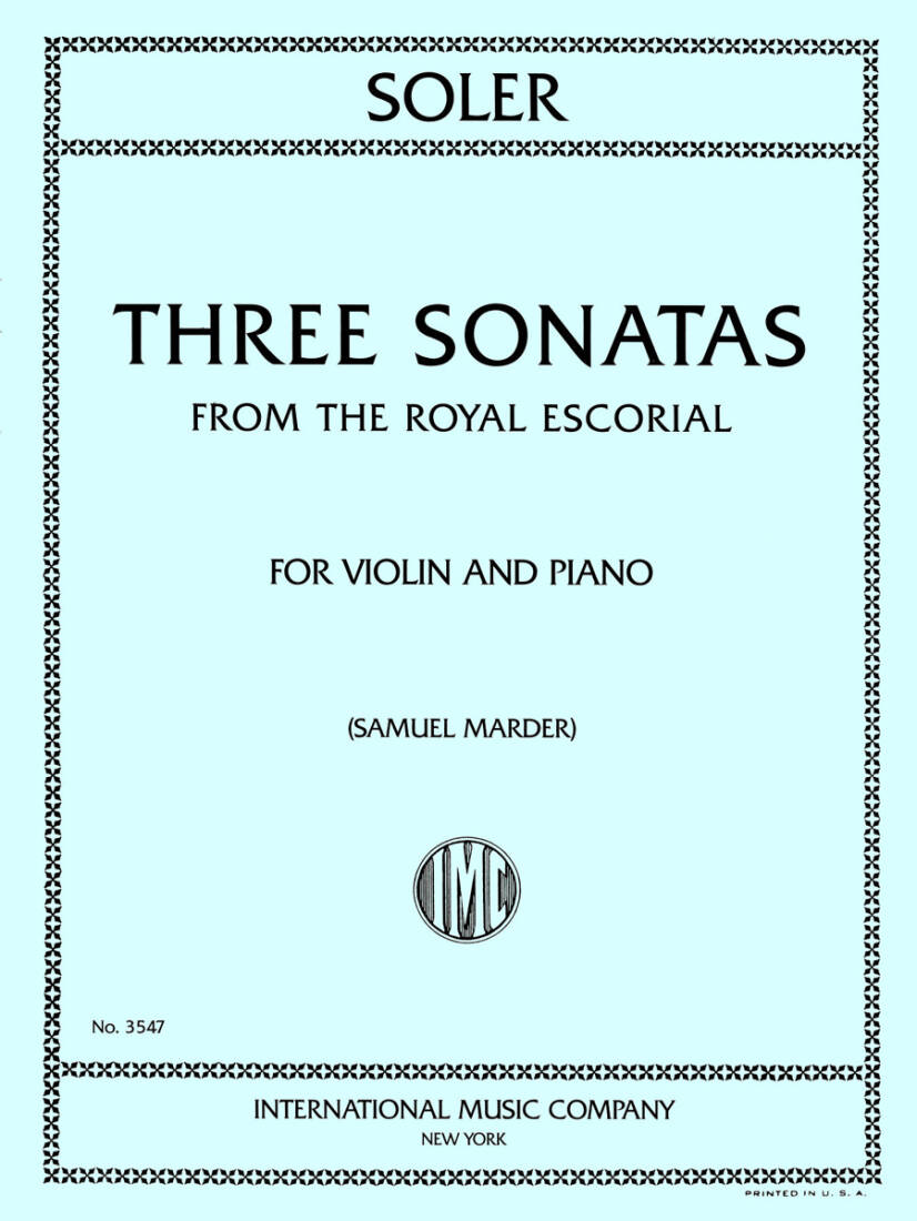 Three Sonatas from the Royal Escorial - Soler - Violin/Piano - Book