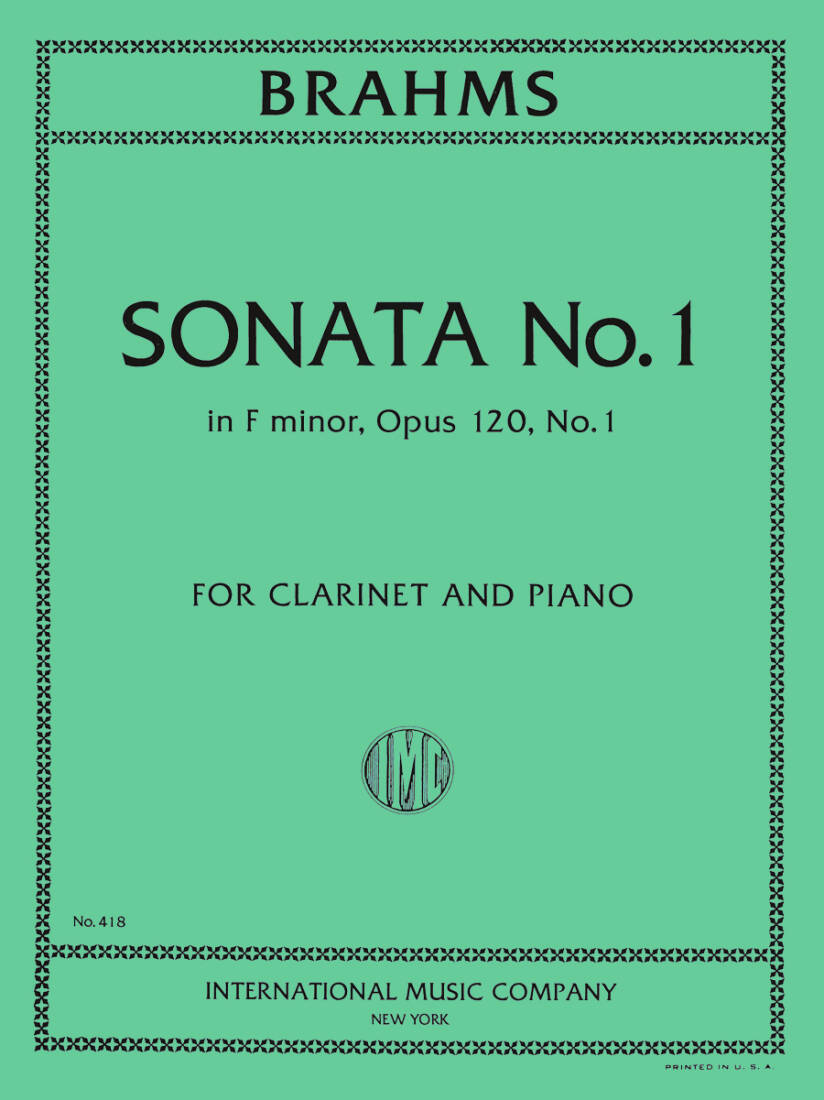 Sonata No. 1 in F Minor, Op. 120 - Brahms - Clarinet/Piano - Book