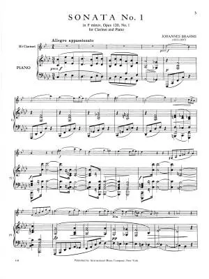 Sonata No. 1 in F Minor, Op. 120 - Brahms - Clarinet/Piano - Book