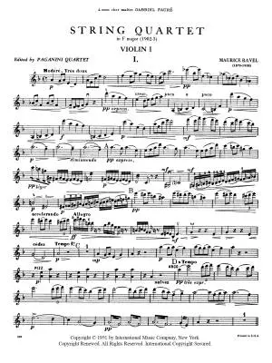 Quartet in F major - Ravel - String Quartet - Parts Set