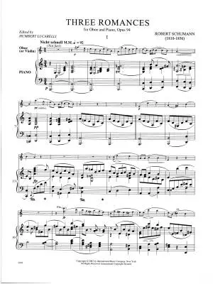Three Romances, Op. 94 - Schumann - Oboe/Piano - Book