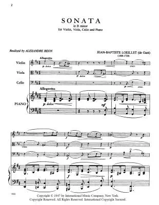 Sonata in B minor - Loeillet - Piano Quartet