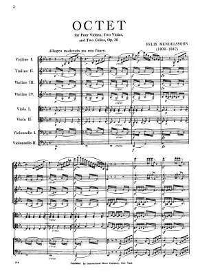 Octet in Eb Major, Op. 20 - Mendelssohn - Study Score