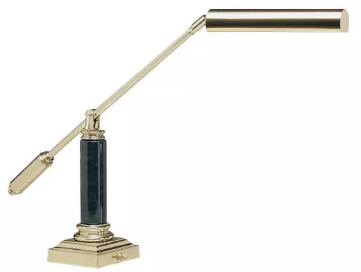 Grand Piano Lamp - 10 inch Counterbalance Lamp, Brass with Black Marble