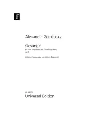 Universal Edition - Gesange, Op. 5 - Zemlinsky - Piano - Book