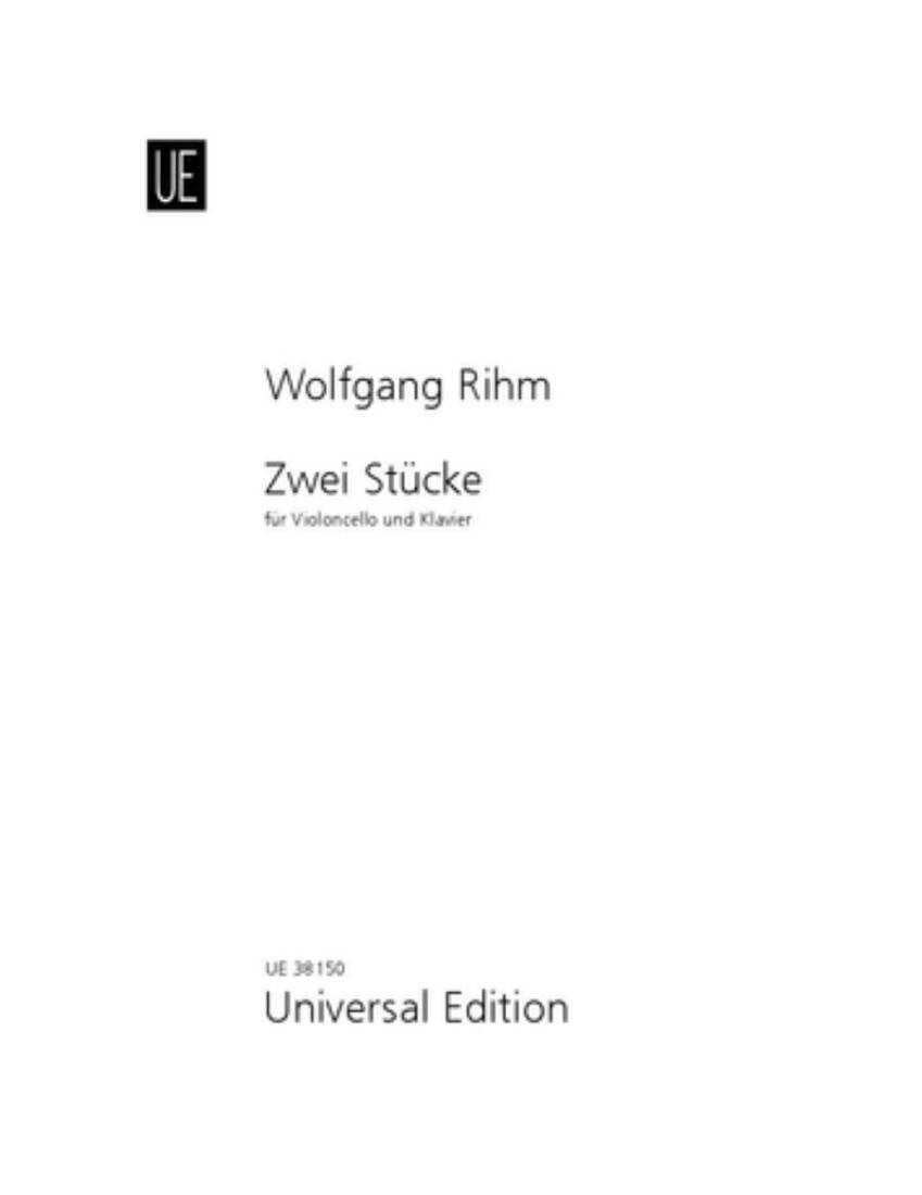 Zwei Stucke (Two Pieces) - Rihm - Cello/Piano - Book